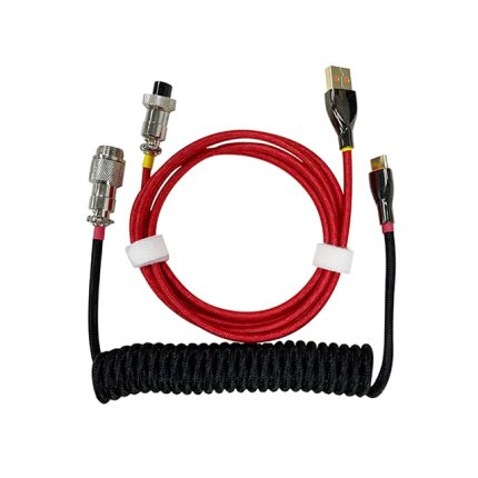 USB Coiled kábel červeno čierny