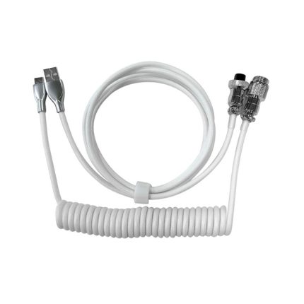 USB Coiled kábel biely